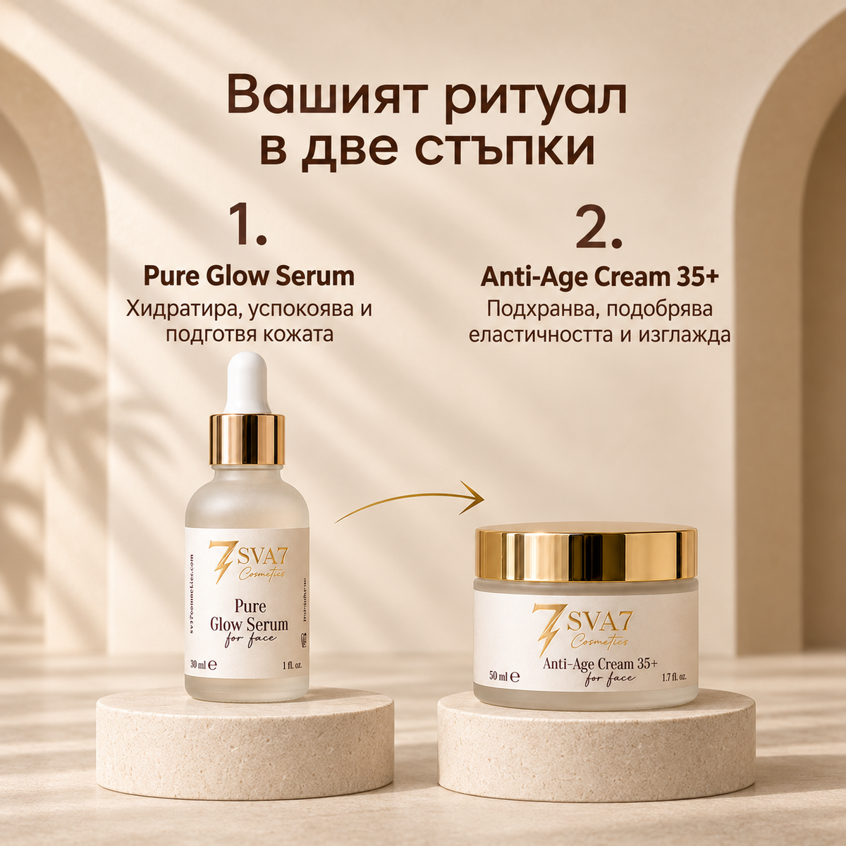 SVA7 PURE GLOW DUO – Pure Glow Serum и Anti-Age крем 35+
